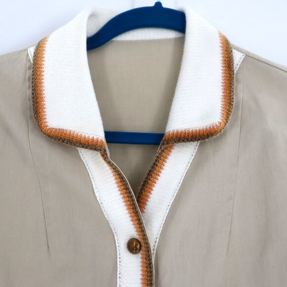 Vintage Shirt Women XL Tan Retro Eclectic Grandpa Retro Minimalist Work Wear 70s - Picture 3 of 7